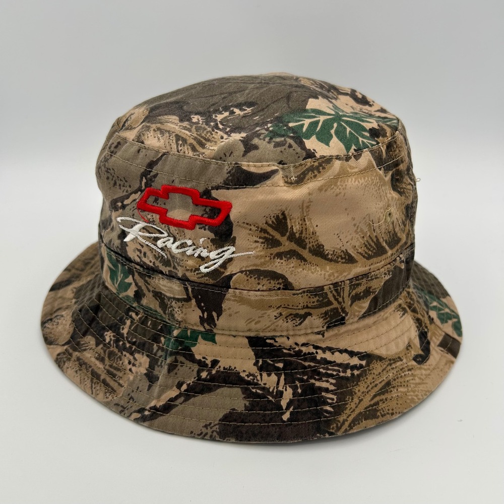 Chevrolet Bucket Hat Racing Mens OSFM Camo Outdoors NASCAR Streetwear
